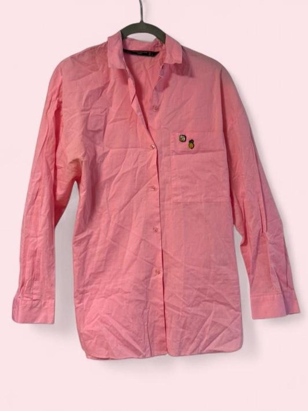 Zara Light Pink Long-Sleeve Button-Down Shirt